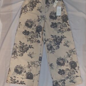 Pilcro Beige and Black Floral Pants